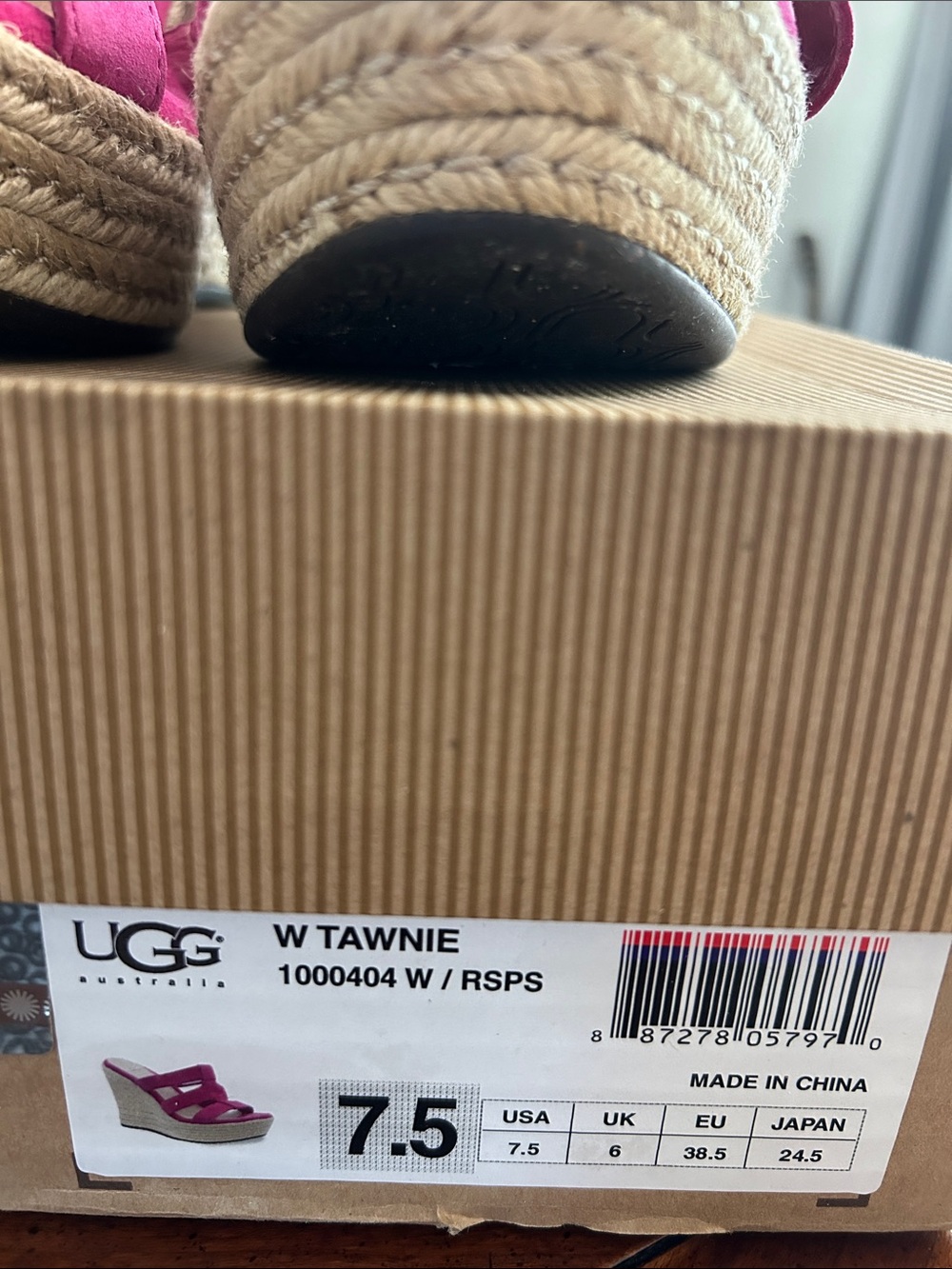 UGG Pink Suede Espadrille Wedge Sandals - Picture 5 of 5